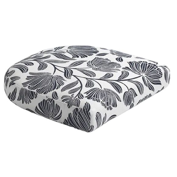 The Company Store Sunbrella Contoured Chair Cushion,Navy Floral, 20” x 20”, NWT! - Picture 1 of 16